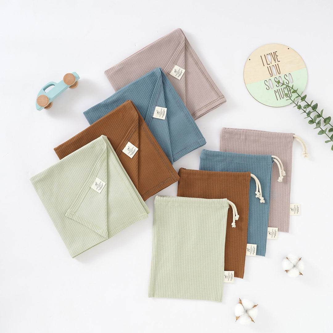 Organic Cotton Ribbed Baby Blanket with Matching Bag | 75 x 100 cm