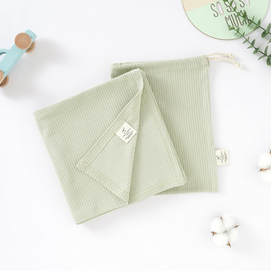 Organic Cotton Ribbed Baby Blanket with Matching Bag | 75 x 100 cm