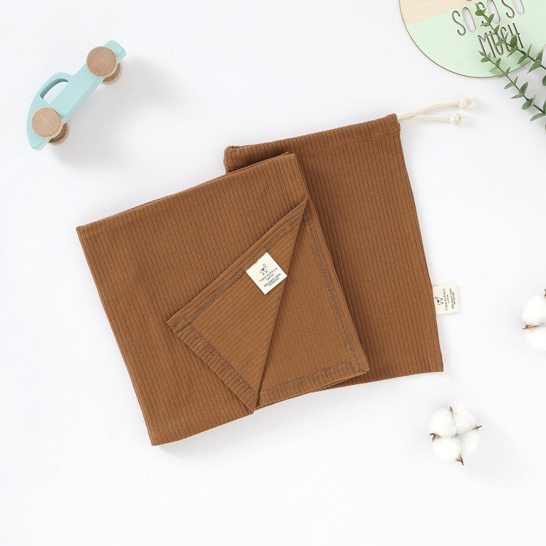Organic Cotton Ribbed Baby Blanket with Matching Bag | 75 x 100 cm