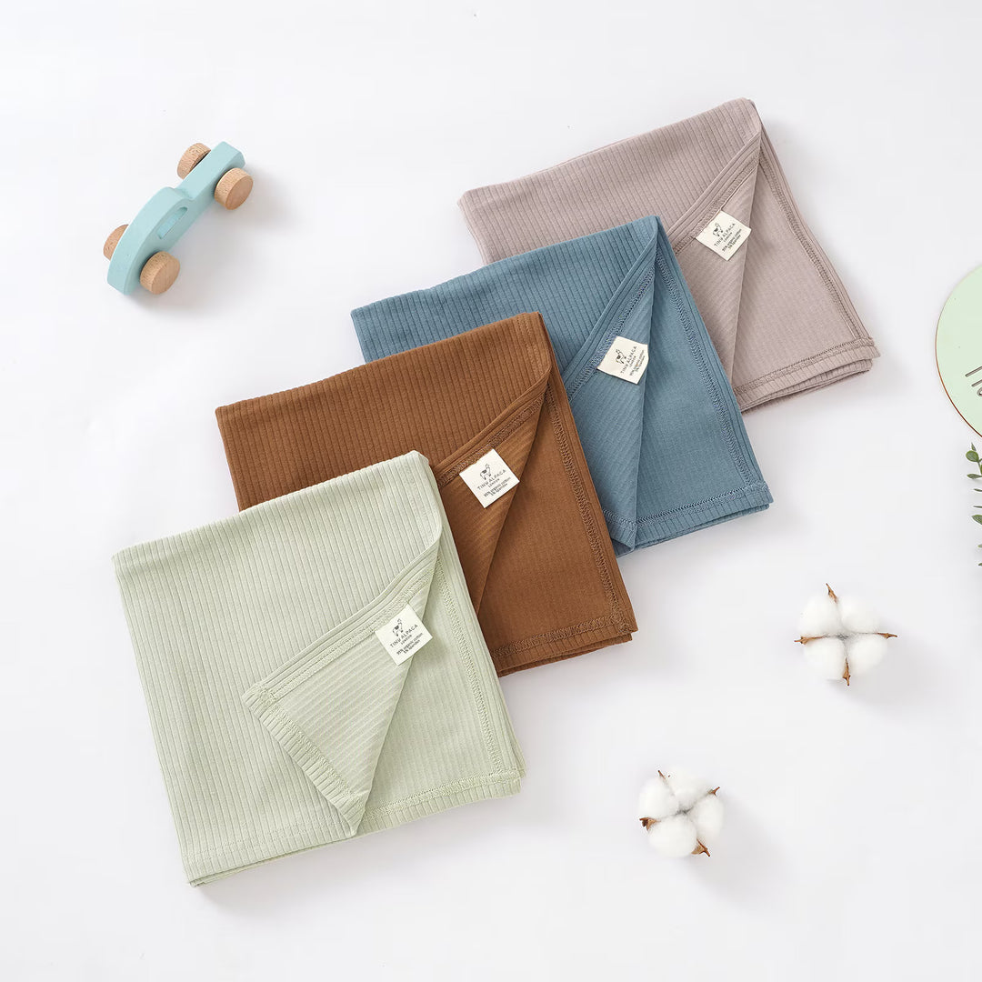 Organic Cotton Ribbed Baby Blanket with Matching Bag | 75 x 100 cm