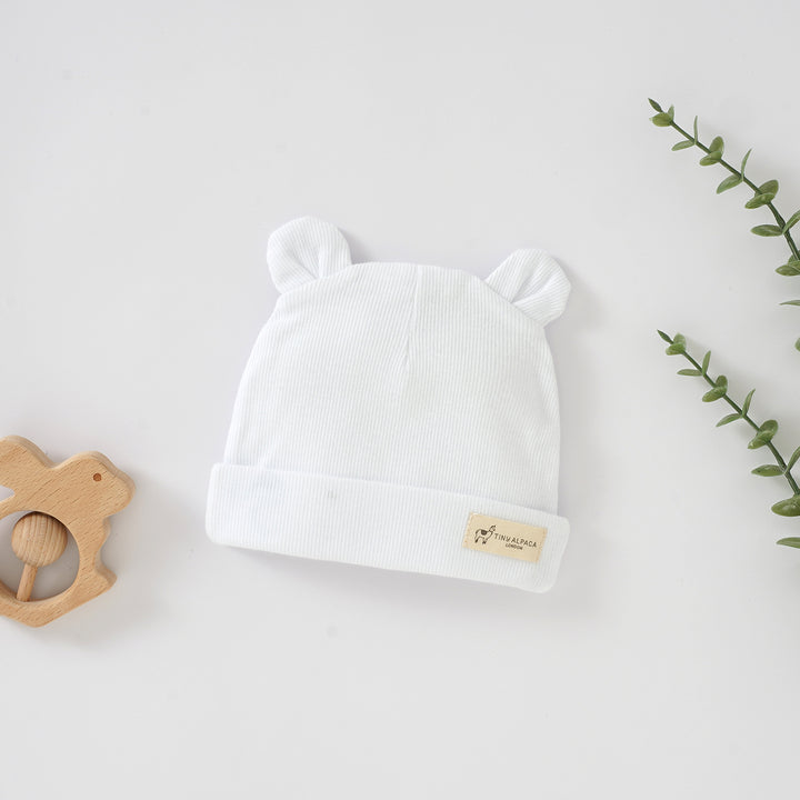 Organic Cotton Bunny Baby Hat 0-6 Months - Tiny Alpaca UK