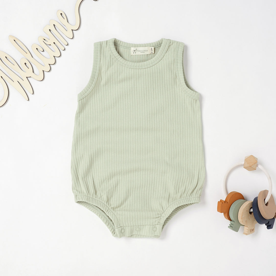 Tiny Alpaca Baby Sleeveless Organic Bodysuits - Tiny Alpaca UK