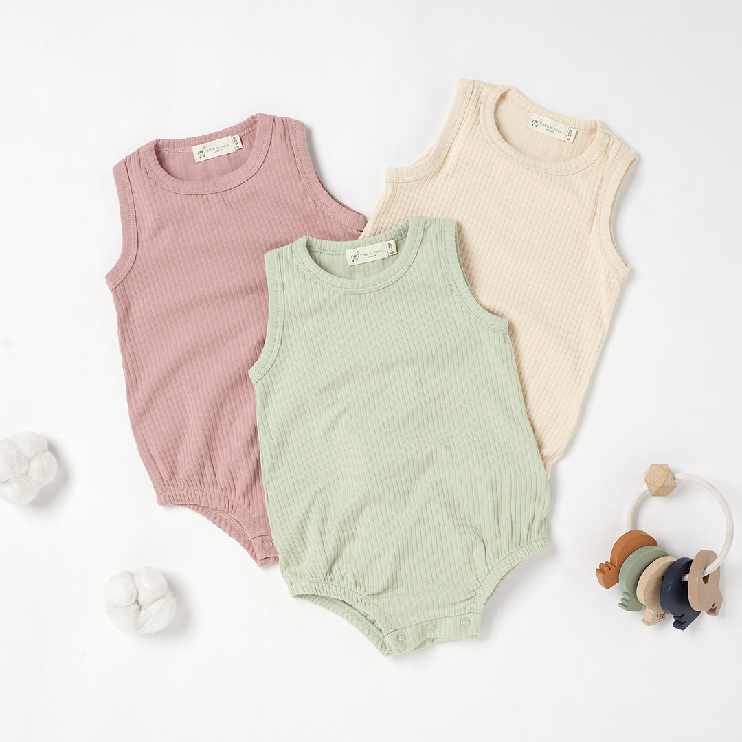 Tiny Alpaca Baby Sleeveless Organic Bodysuits - Tiny Alpaca UK