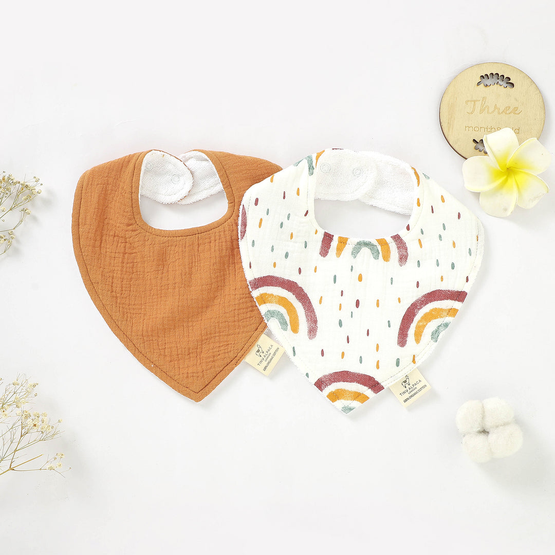 Organic Natural Cotton Towel Bibs (0-1 Year) - Tiny Alpaca UK