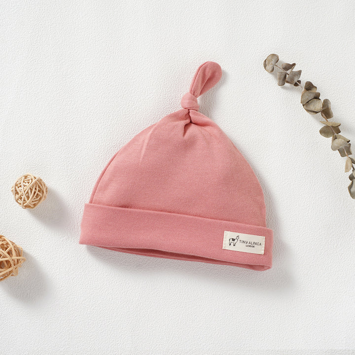Organic Natural Cotton Baby Hats Set of 3 (0-18 Months) (Pink, Cream &amp; Blush) - Tiny Alpaca UK