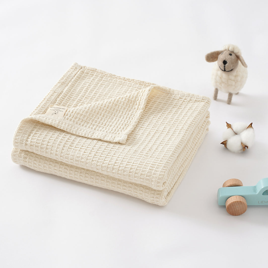 Organic Cotton Large Waffle Blanket 105x150cm - Tiny Alpaca UK