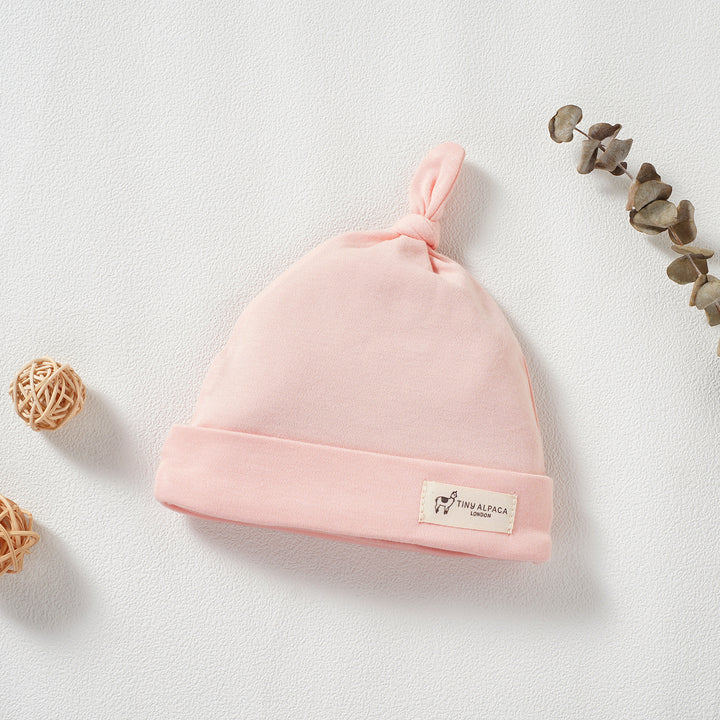 Organic Natural Cotton Baby Hats Set of 3 (0-18 Months) (Pink, Cream &amp; Blush) - Tiny Alpaca UK