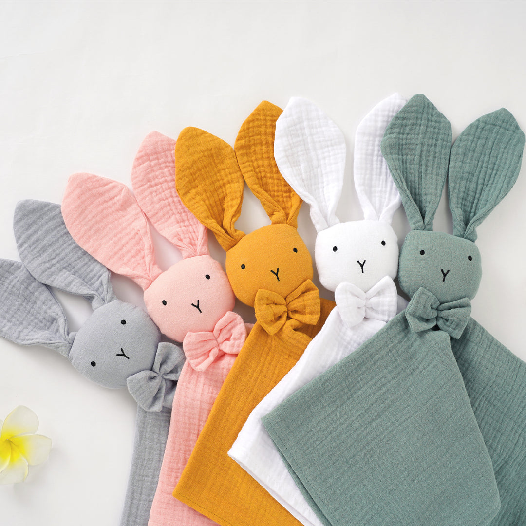 Organic Cotton Bunny Security Blanket With Teether 40x40CM - Tiny Alpaca UK