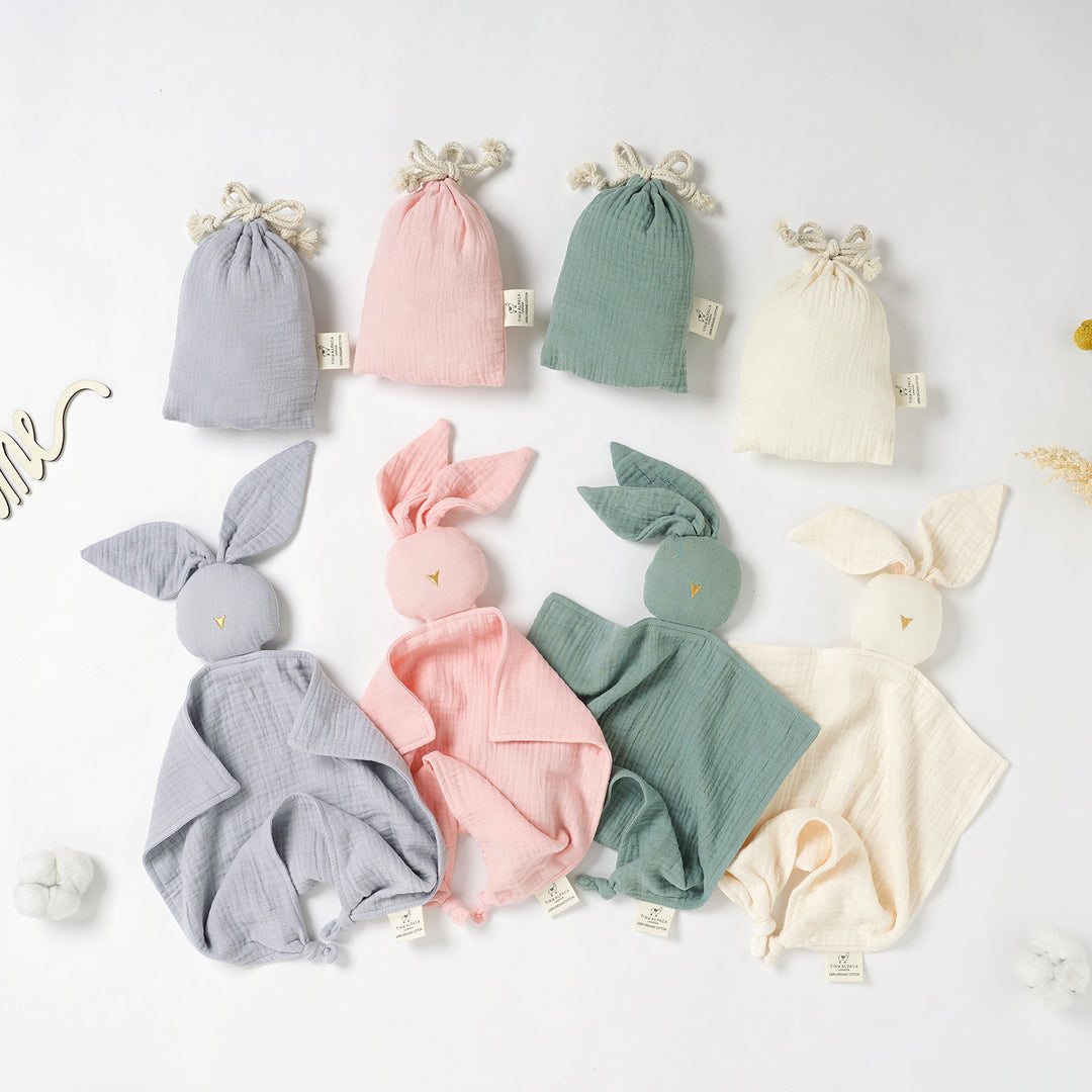 Faceless Bunny Organic Cotton Security Blanket With Teether - Tiny Alpaca UK