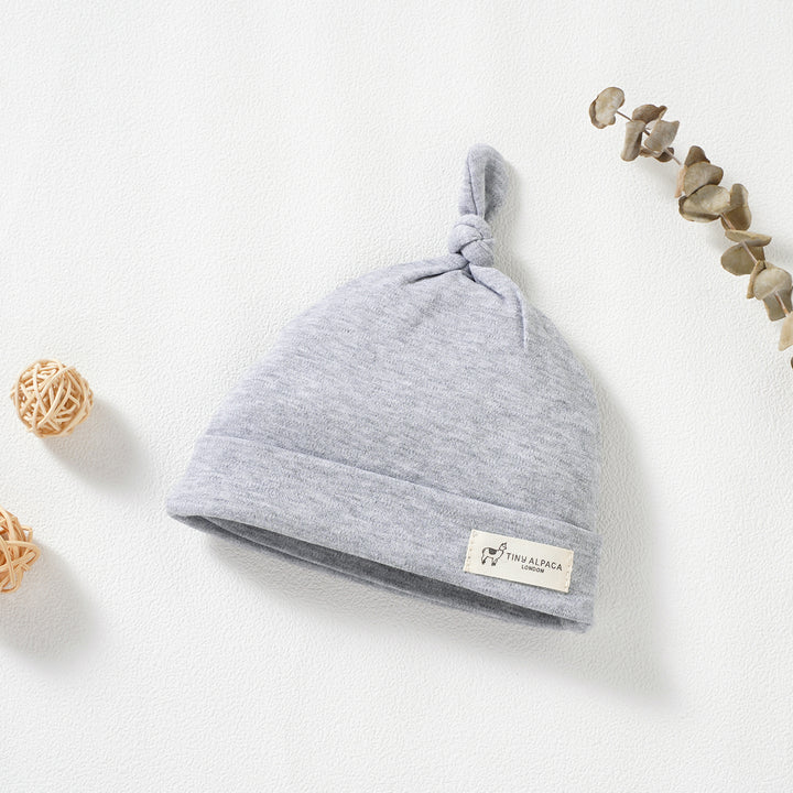 Organic Cotton Smooth Baby Hats Set of 3 (0-18 Months) (Ocean, White &amp; Grey) - Tiny Alpaca UK
