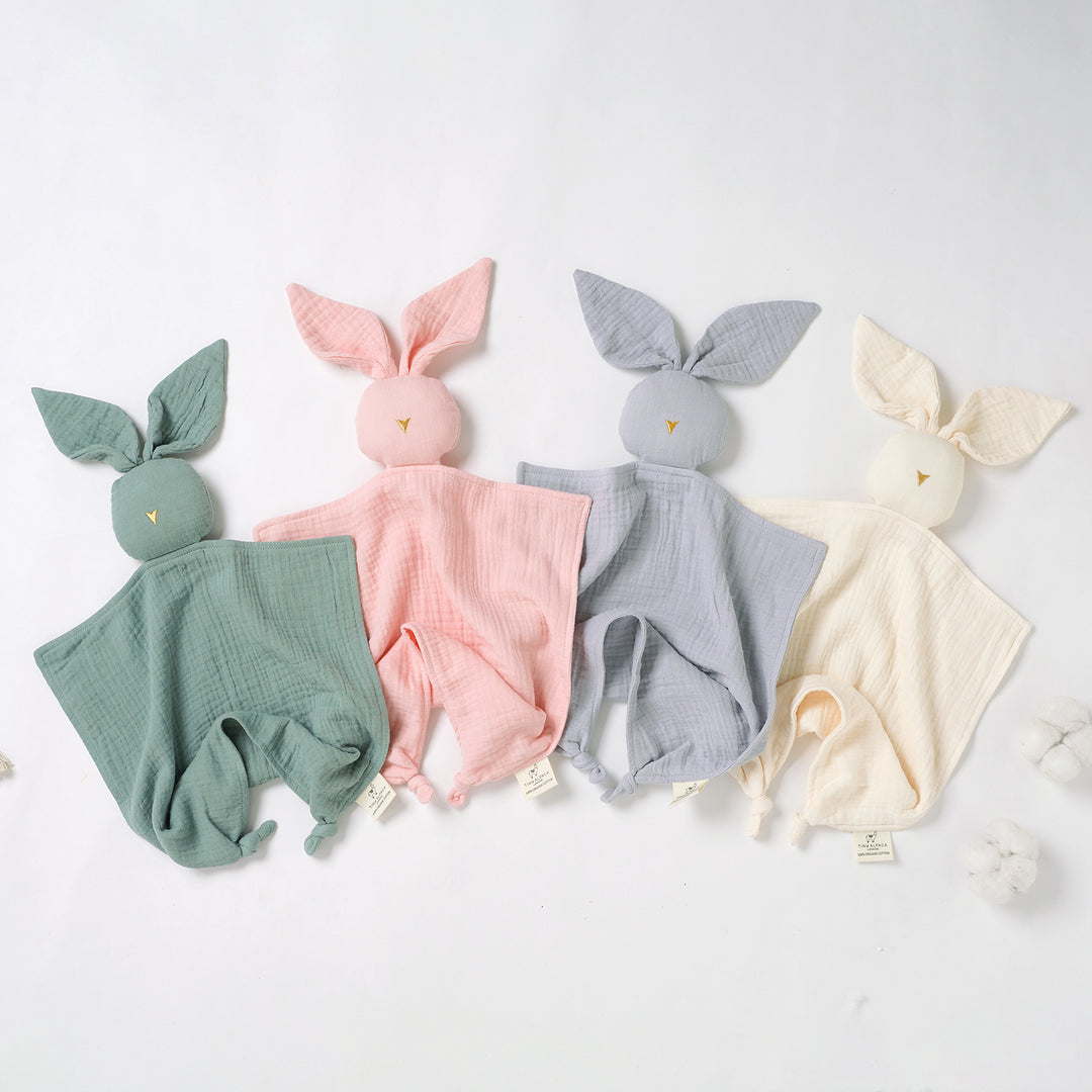Faceless Bunny Organic Cotton Security Blanket With Teether - Tiny Alpaca UK