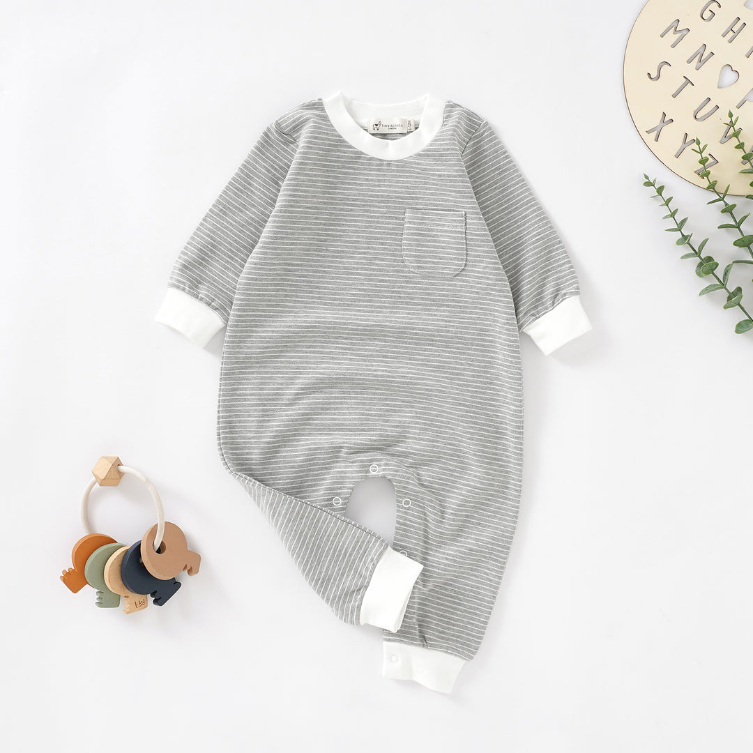 Organic Cotton Striped Jumpsuit 0-2 Years - Tiny Alpaca UK