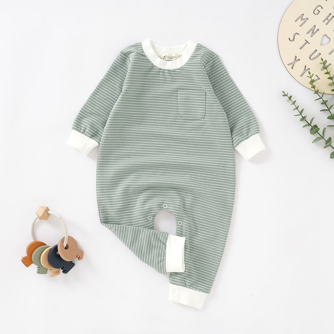 Organic Cotton Striped Jumpsuit 0-2 Years - Tiny Alpaca UK