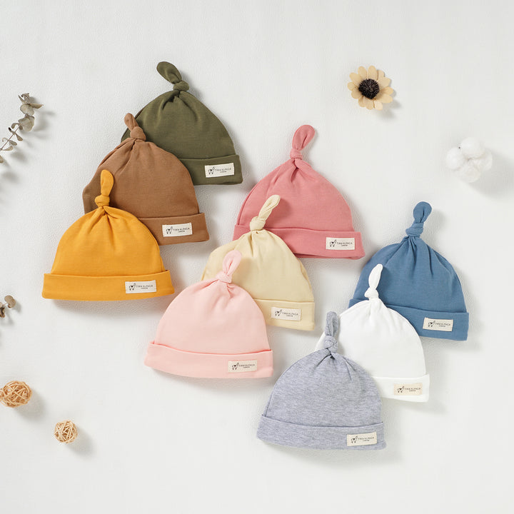 Organic Natural Cotton Baby Hats Set of 3 (0-18 Months) (Pink, Cream &amp; Blush) - Tiny Alpaca UK