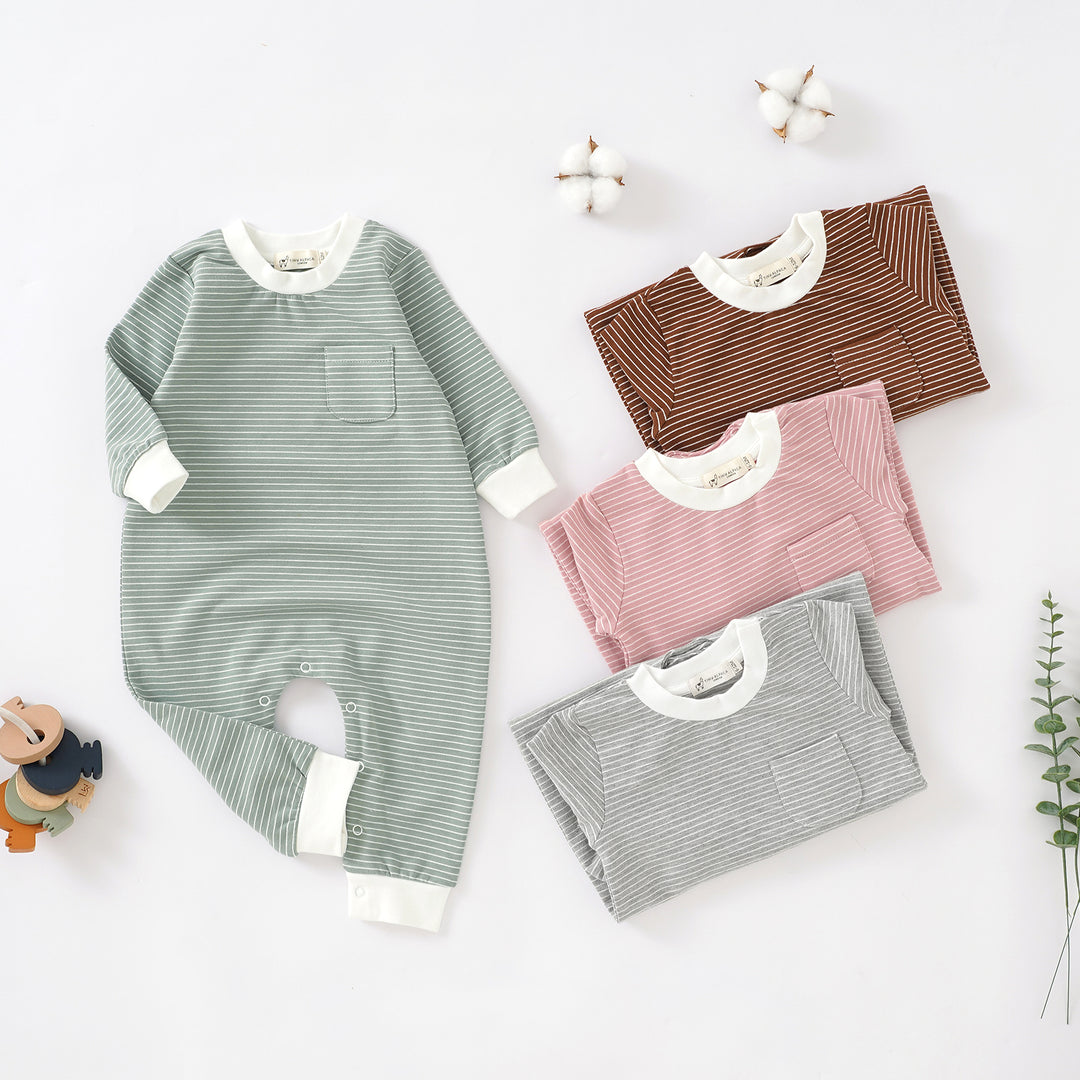 Organic Cotton Striped Jumpsuit 0-2 Years - Tiny Alpaca UK