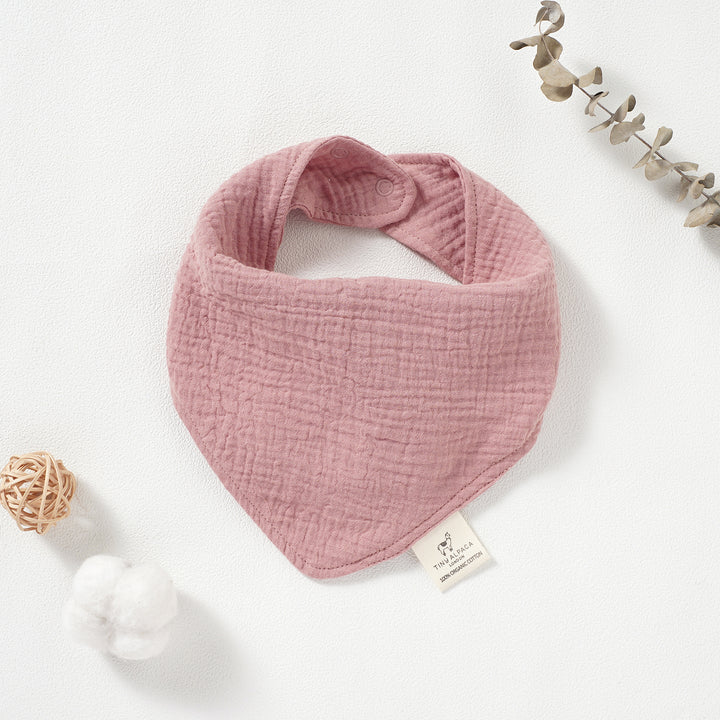 Organic Natural Cotton Dribble Bibs Set of 2 (0-1 Year) (Blush and Cream) - Tiny Alpaca UK