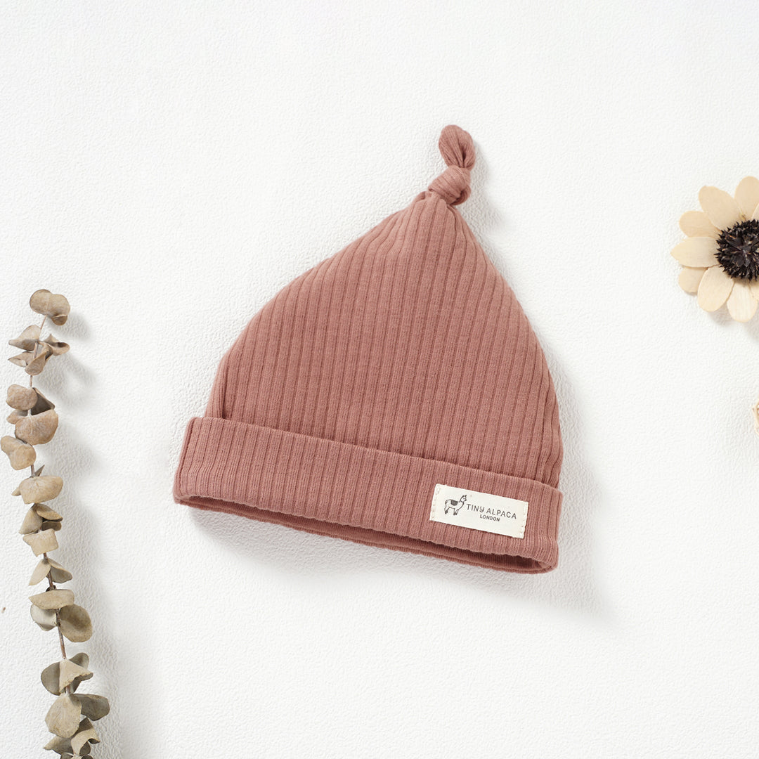 Organic Natural Cotton Ribbed Baby Hat (0-6 Months) - Tiny Alpaca UK
