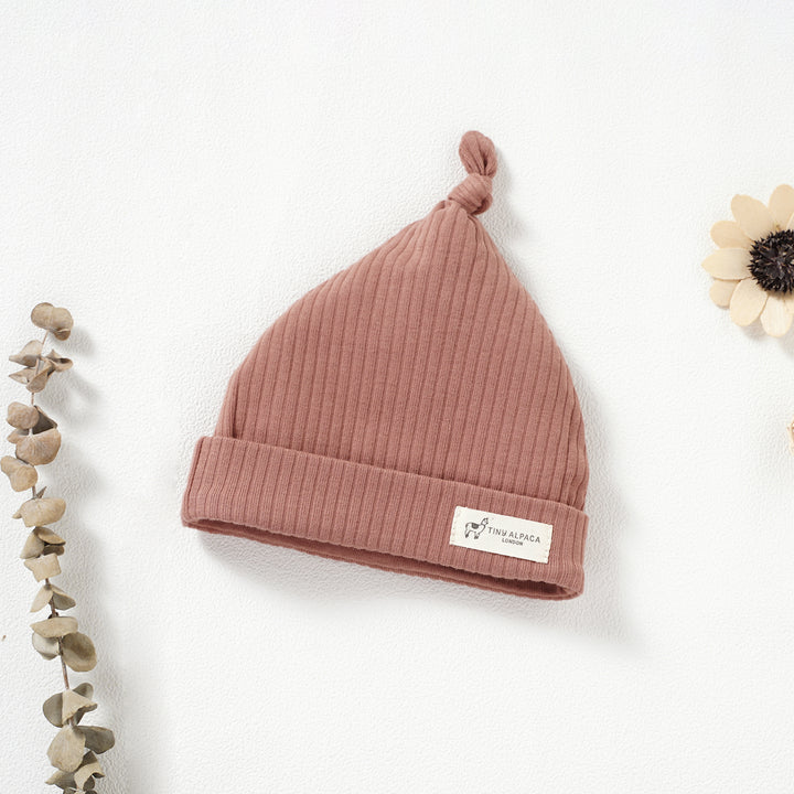 Organic Natural Cotton Ribbed Baby Hat (0-6 Months) - Tiny Alpaca UK