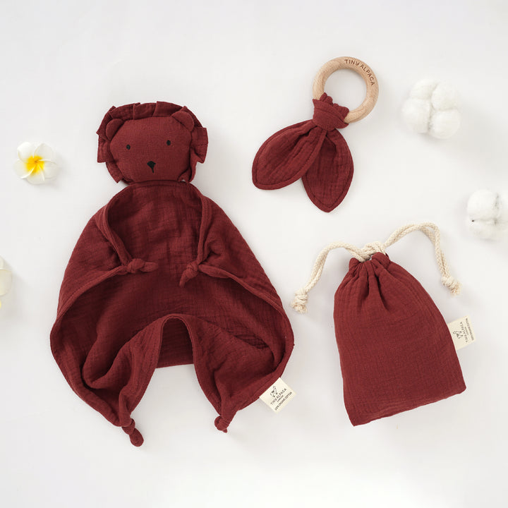 Organic Cotton Lion Security Blanket With Teether - Tiny Alpaca UK