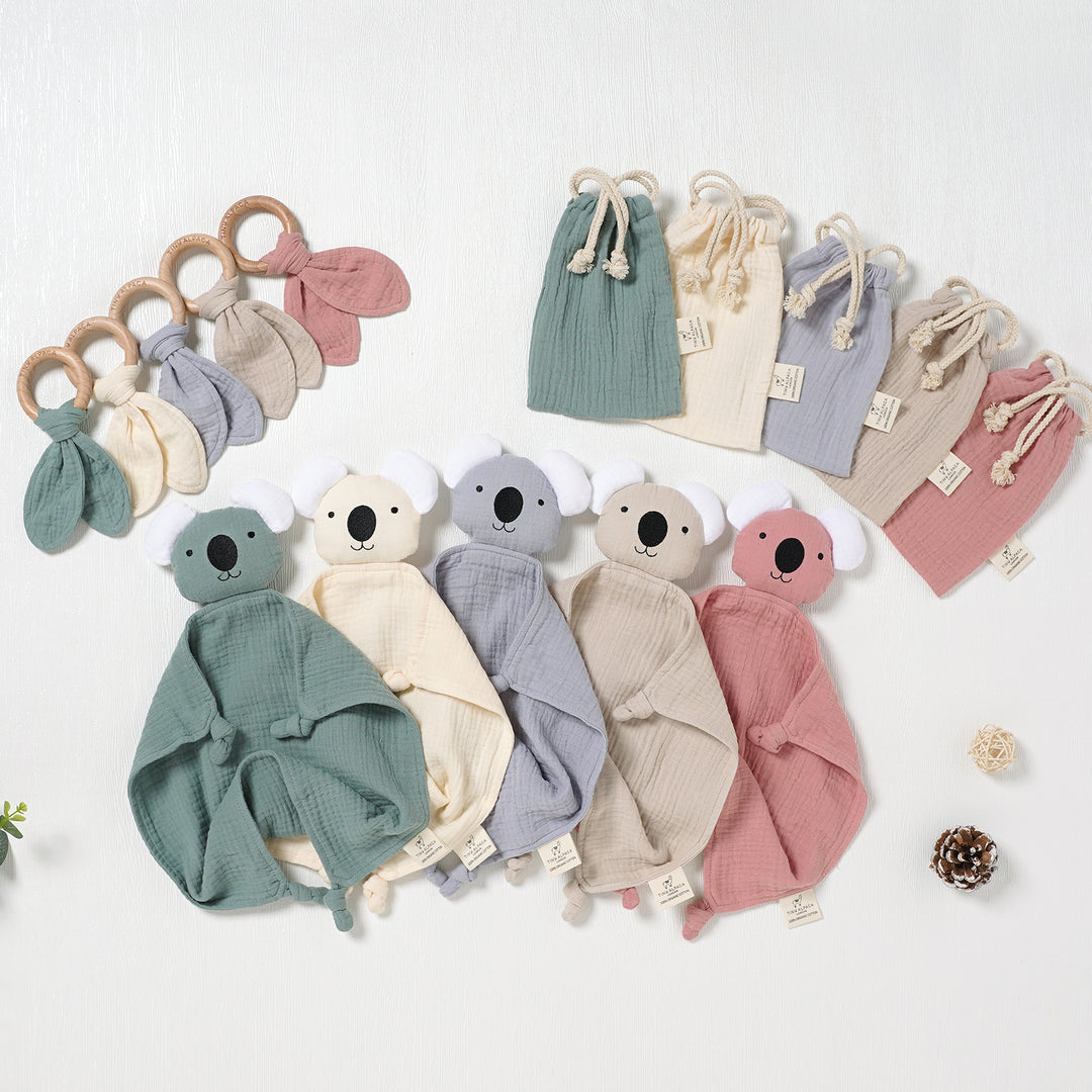 Koala Organic Cotton Security Blanket With Teether | 40x40CM - Tiny Alpaca UK