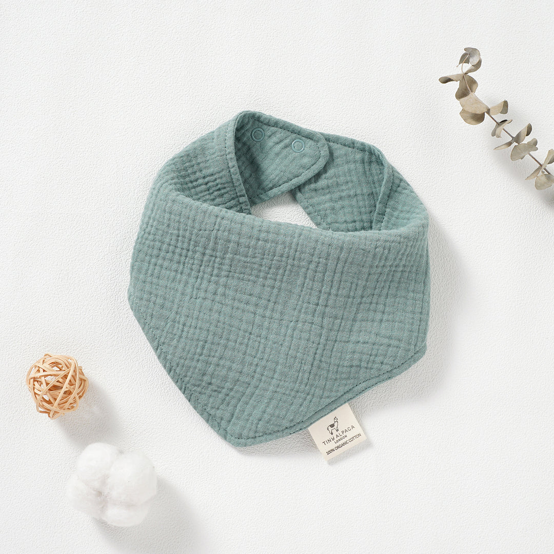Organic Natural Cotton Dribble Bibs Set of 2 (0-1 Year) (Sage and Ether) - Tiny Alpaca UK