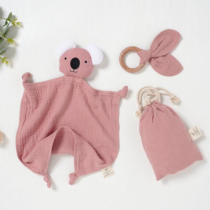 Koala Organic Cotton Security Blanket With Teether | 40x40CM - Tiny Alpaca UK