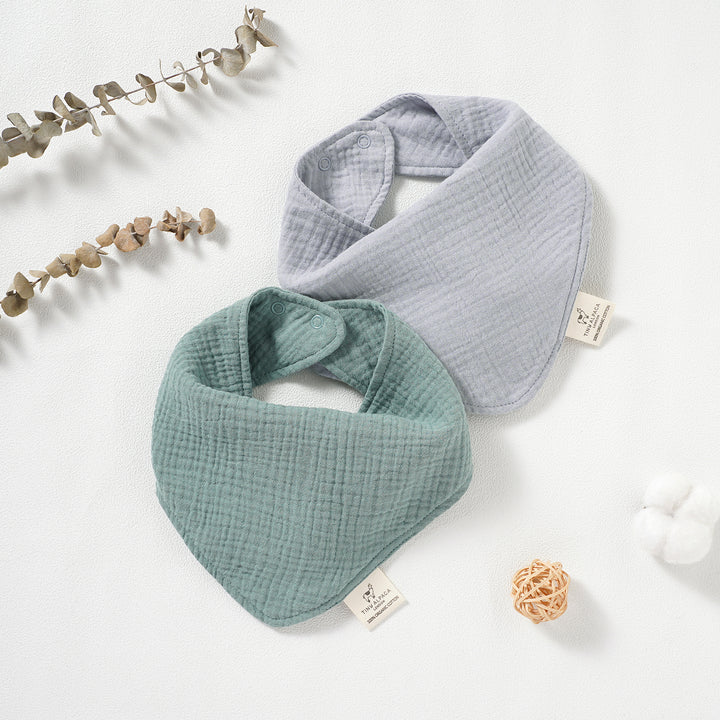 Organic Natural Cotton Dribble Bibs Set of 2 (0-1 Year) (Sage and Ether) - Tiny Alpaca UK