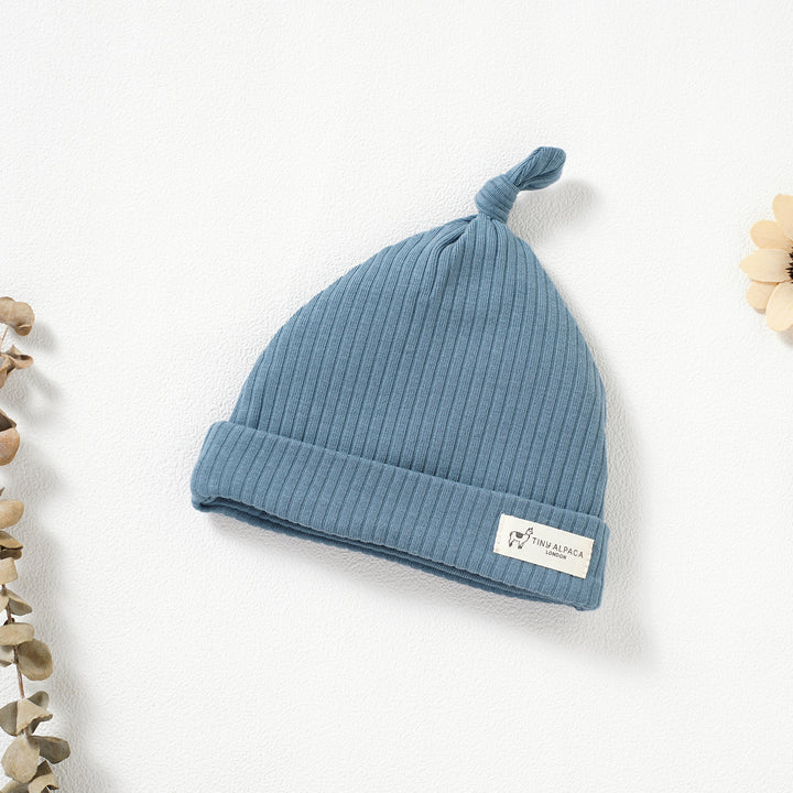 Organic Natural Cotton Ribbed Baby Hat (0-6 Months) - Tiny Alpaca UK