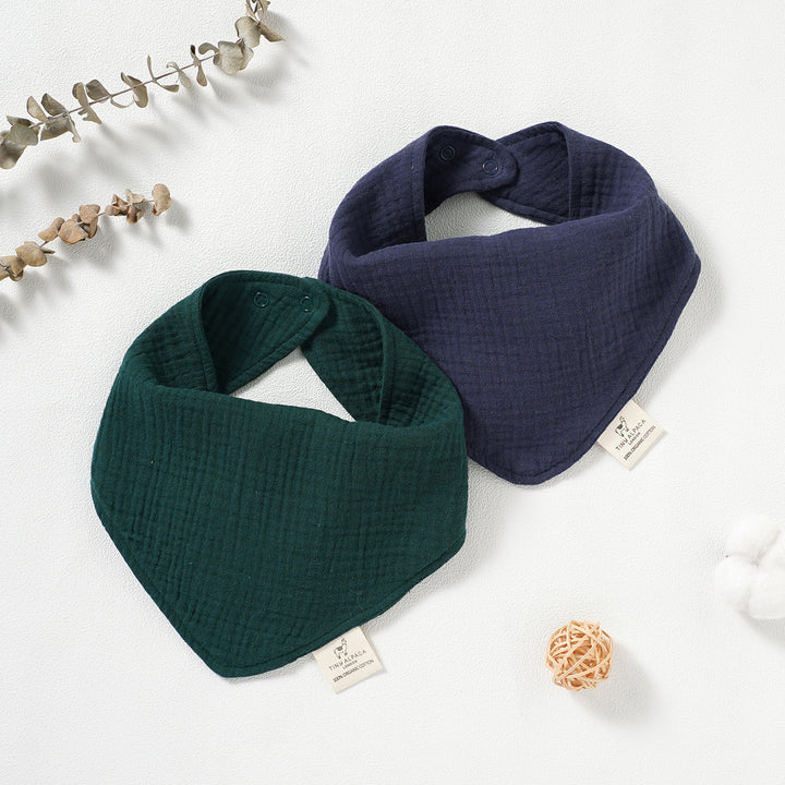 Organic Natural Cotton Dribble Bibs Set of 2 (0-1 Year) (Forest Green and Navy) - Tiny Alpaca UK