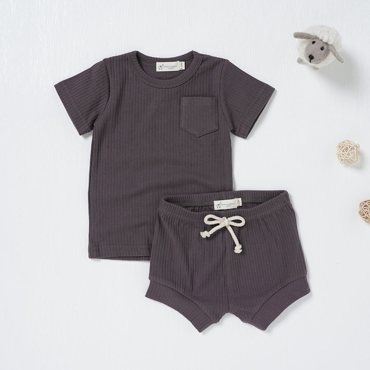 Organic Natural Cotton Short Sleeve Baby Cord Set - Tiny Alpaca UK