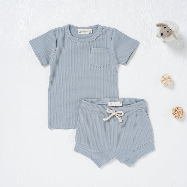 Organic Natural Cotton Short Sleeve Baby Cord Set - Tiny Alpaca UK