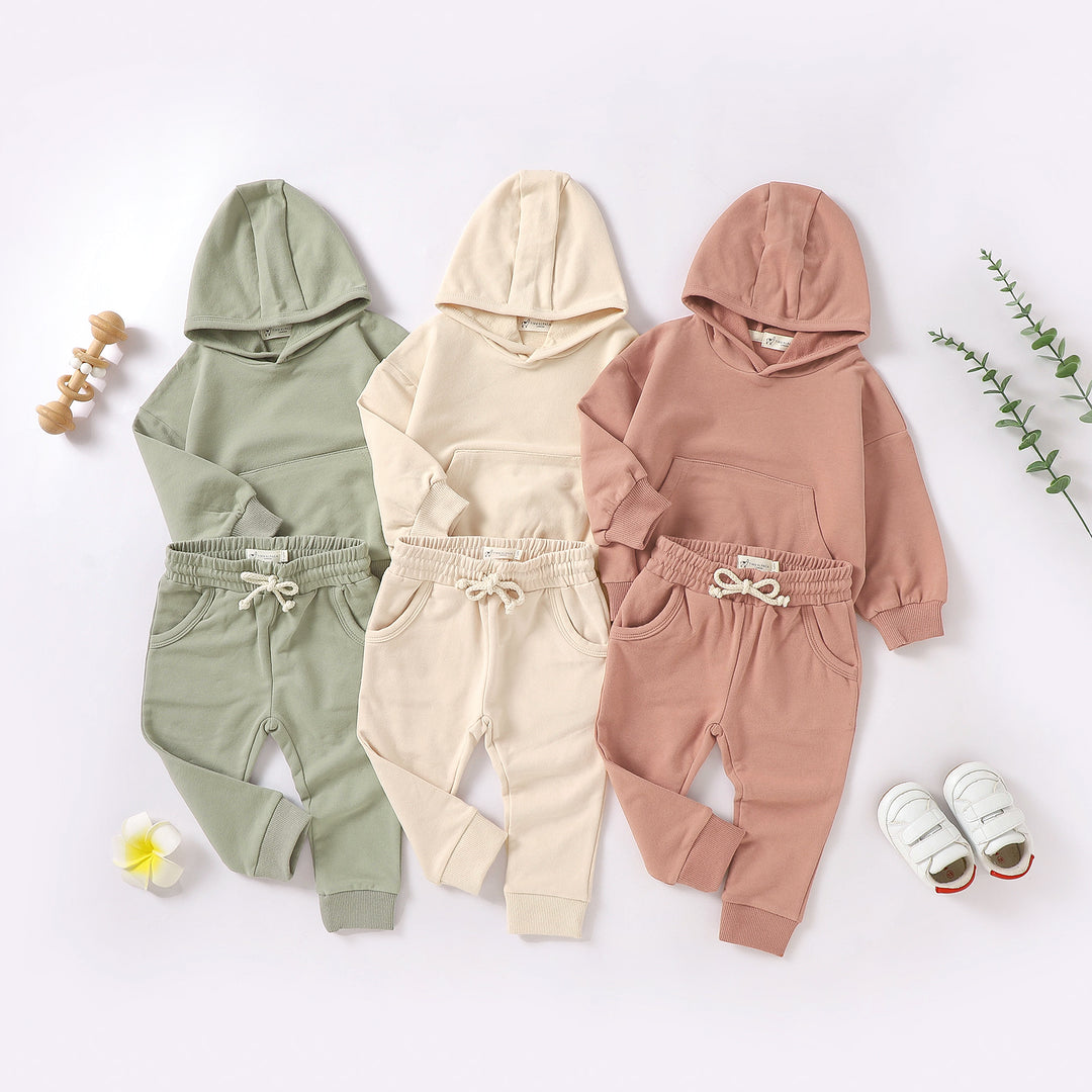 ORGANIC COTTON HOODIE TRACKSUIT SET 0-2 YEARS - Tiny Alpaca UK