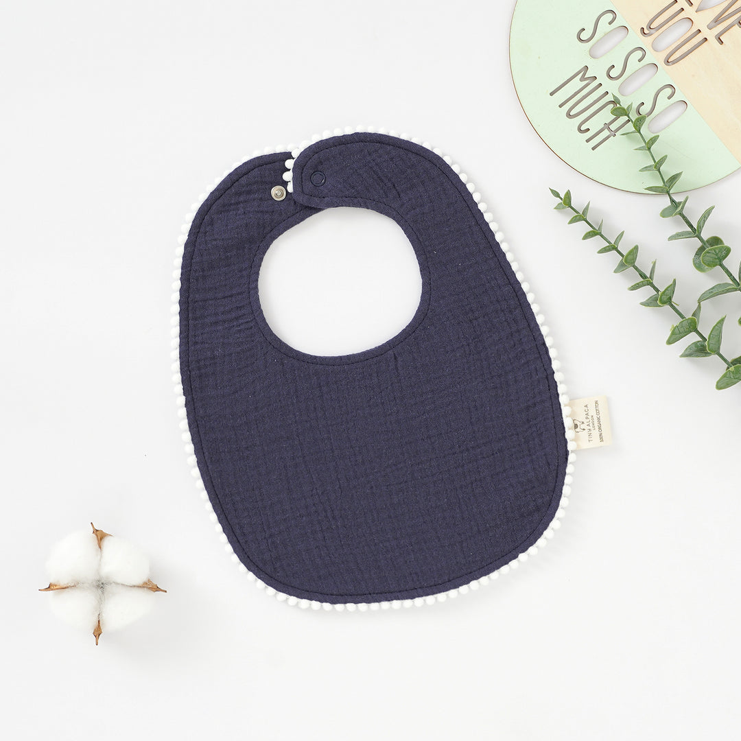 Organic Natural Cotton Pom Pom Dribble Bibs (0-2 Years) - Tiny Alpaca UK