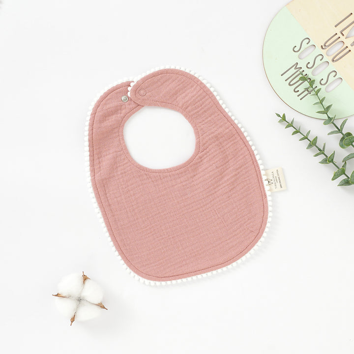 Organic Natural Cotton Pom Pom Dribble Bibs (0-2 Years) - Tiny Alpaca UK