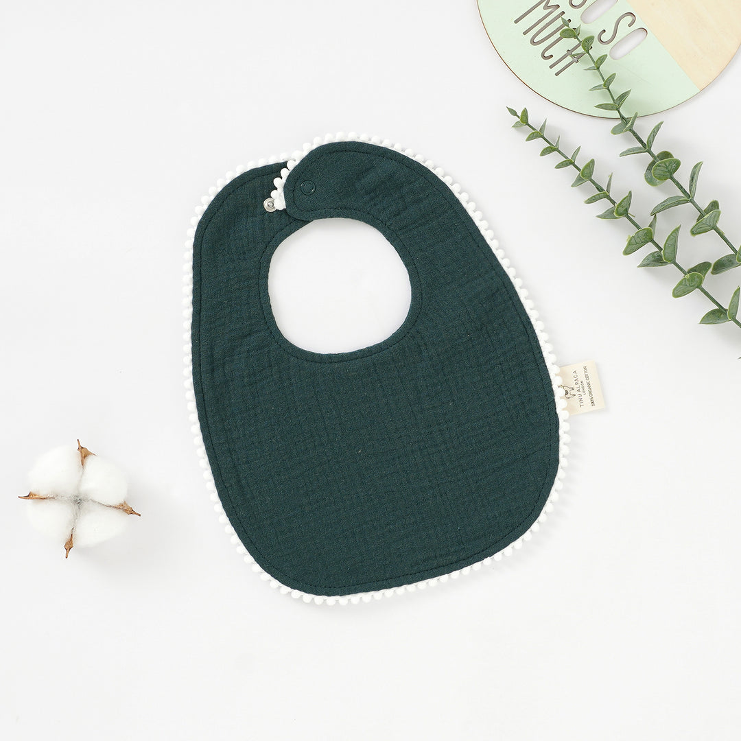 Organic Natural Cotton Pom Pom Dribble Bibs (0-2 Years) - Tiny Alpaca UK