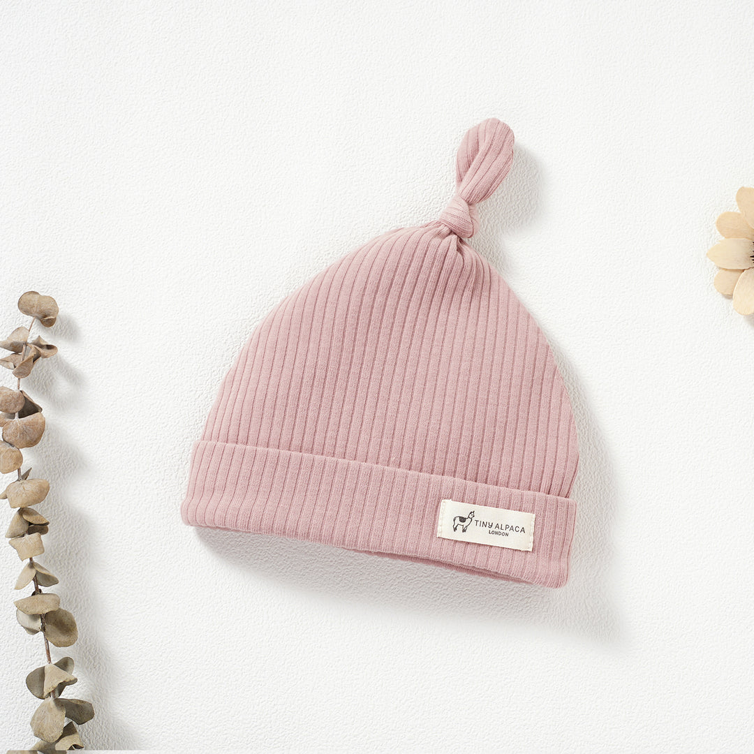 Organic Natural Cotton Ribbed Baby Hat (0-6 Months) - Tiny Alpaca UK