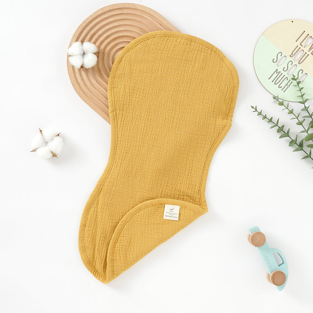 Organic Muslin 4 Layer Burp Cloth " Mustard" - Tiny Alpaca UK