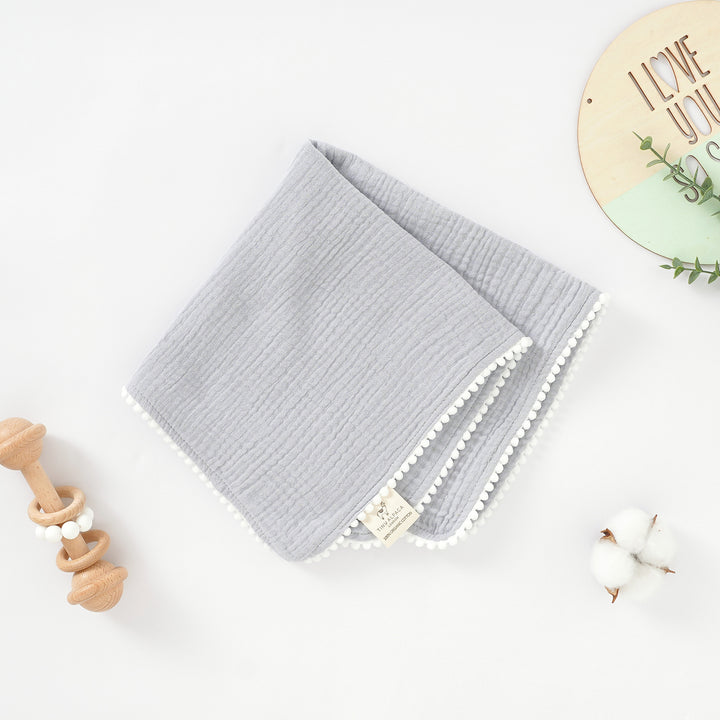 Organic Natural Cotton Pom Pom Comforter 40x40cm - Tiny Alpaca UK