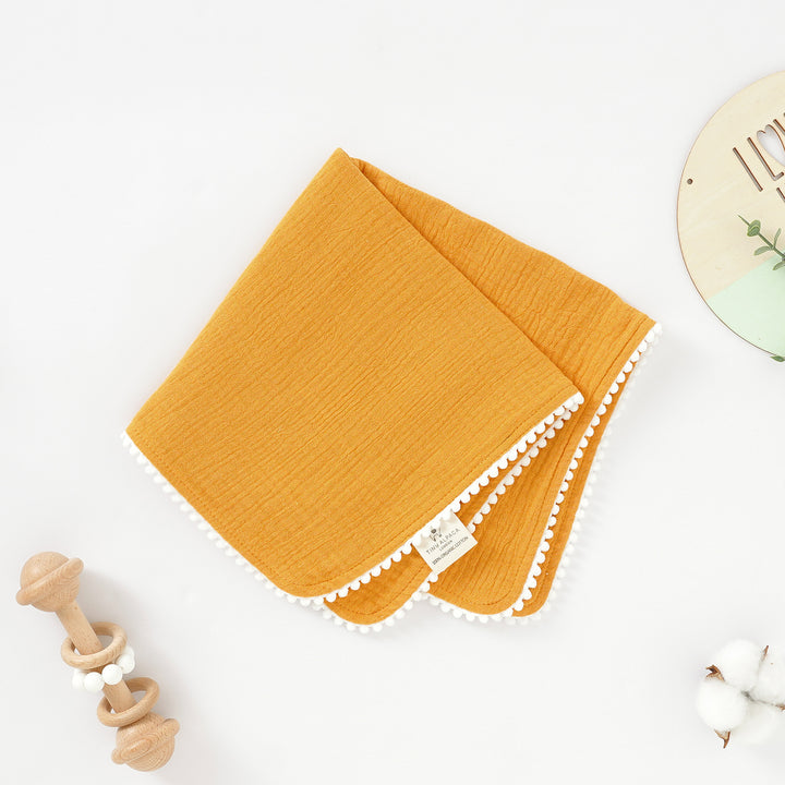 Organic Natural Cotton Pom Pom Comforter 40x40cm - Tiny Alpaca UK