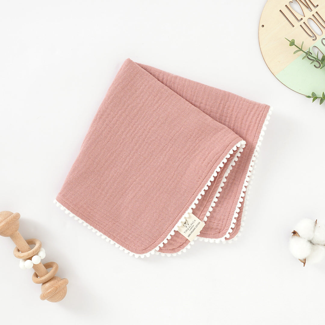 Organic Natural Cotton Pom Pom Comforter 40x40cm - Tiny Alpaca UK