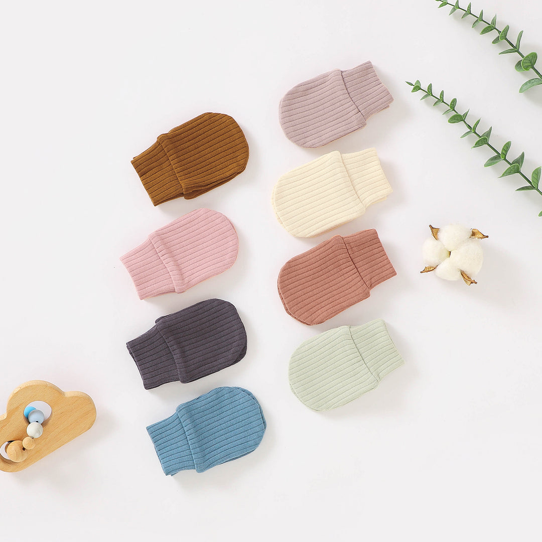 Organic Cotton Newborn Ribbed Mittens  0-6 Months  1 Pair - Tiny Alpaca UK