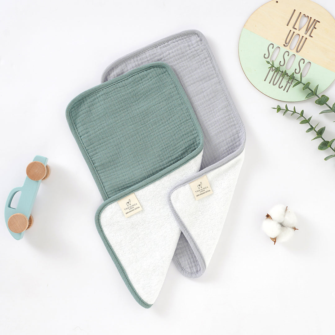 Organic Muslin Burp Cloth Towel " Ether & Sage " - Tiny Alpaca UK