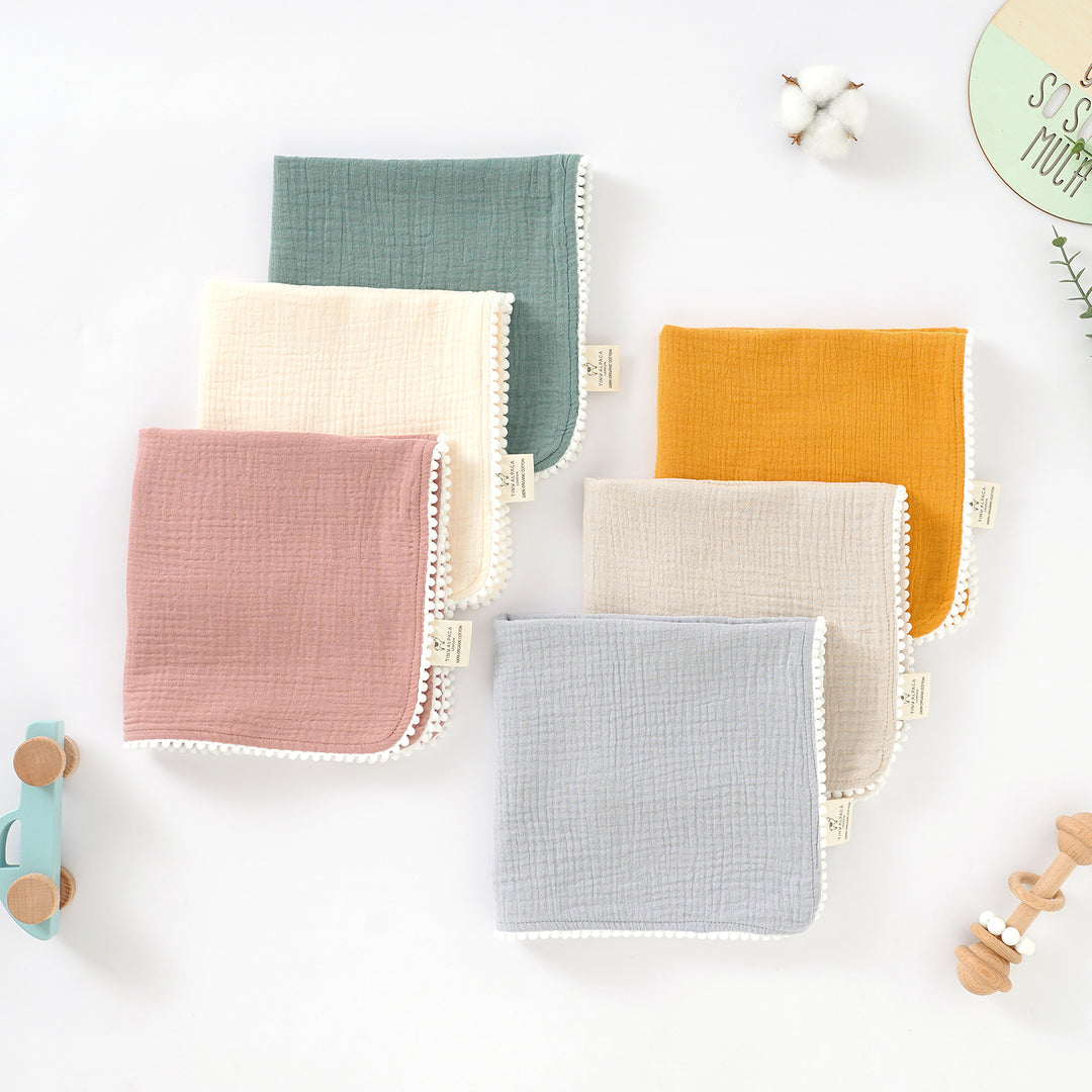 Organic Natural Cotton Pom Pom Comforter 40x40cm - Tiny Alpaca UK