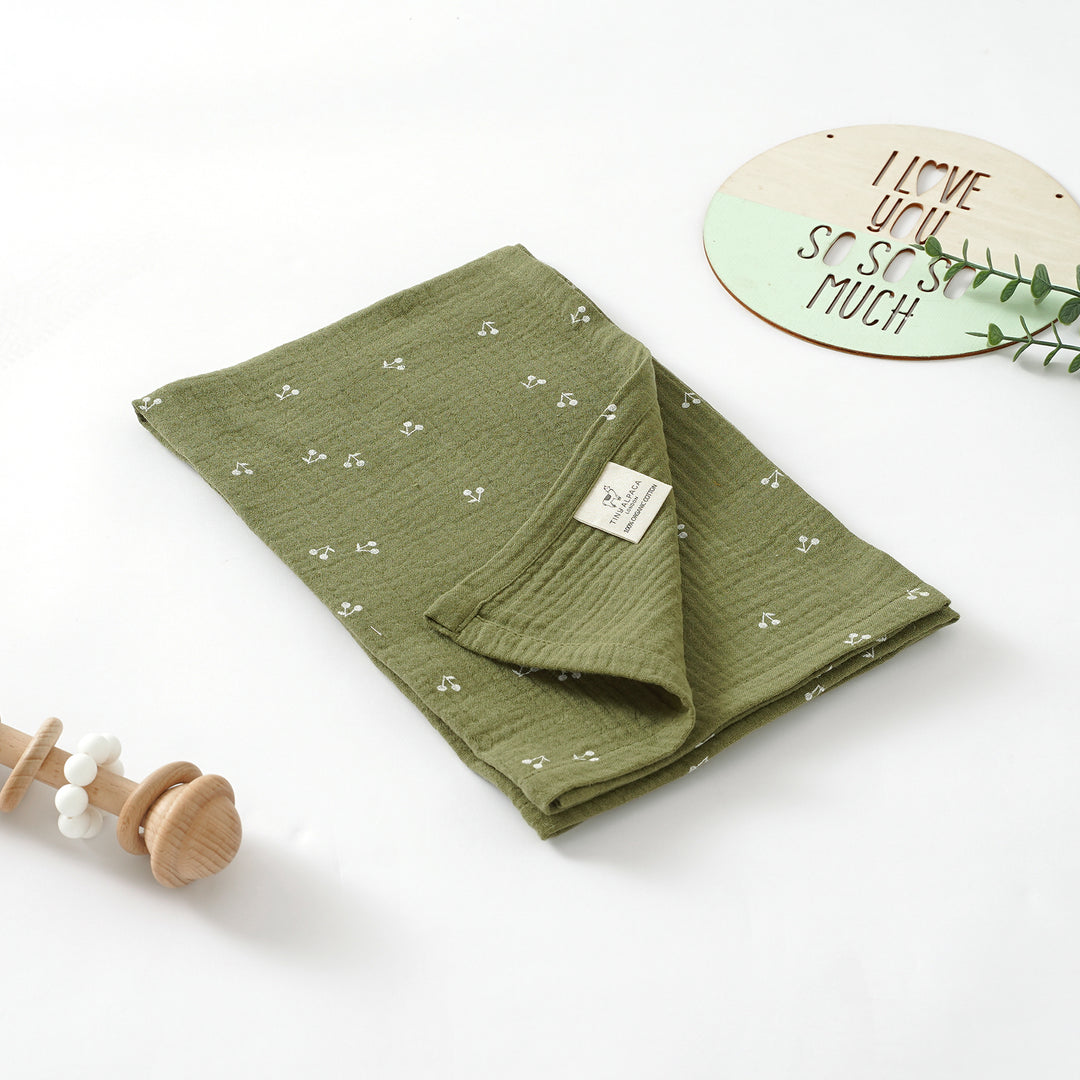 Organic Cotton Muslin Cloths "Cherry" Set of 3 60x60CM - Tiny Alpaca UK