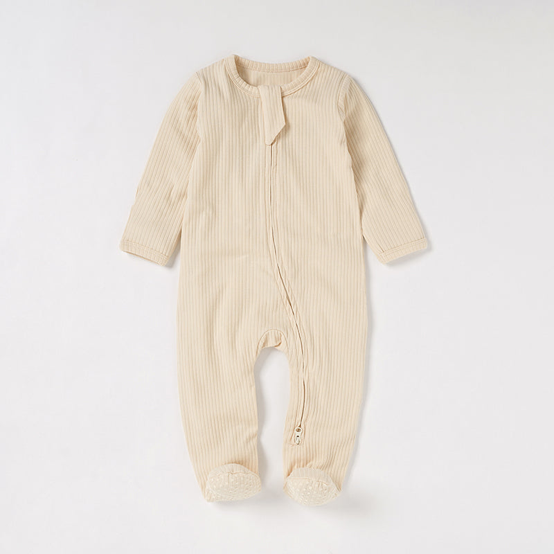 Organic Cotton Ribbed Sleepsuit with Two Way Zipper | 0-24 M - Tiny Alpaca UK