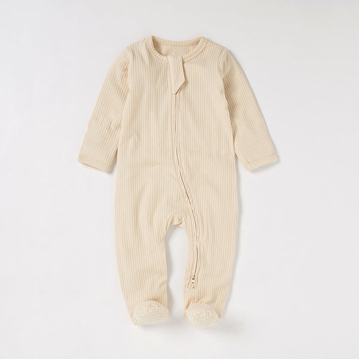 Organic Cotton Ribbed Sleepsuit with Two Way Zipper | 0-24 M - Tiny Alpaca UK