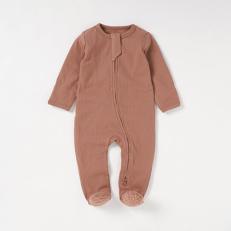 Organic Cotton Ribbed Sleepsuit with Two Way Zipper | 0-24 M - Tiny Alpaca UK
