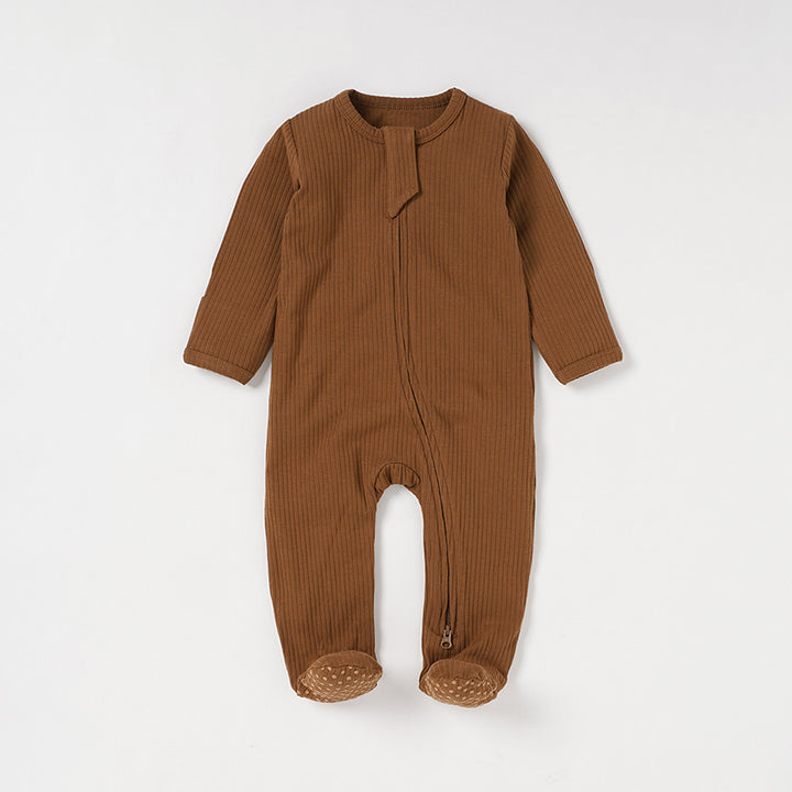 Organic Cotton Ribbed Sleepsuit with Two Way Zipper | 0-24 M - Tiny Alpaca UK