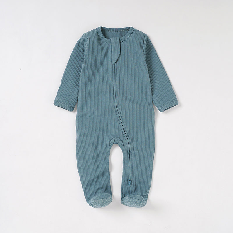 Organic Cotton Ribbed Sleepsuit with Two Way Zipper | 0-24 M - Tiny Alpaca UK