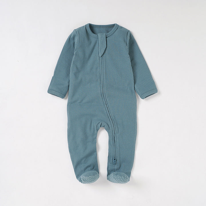Organic Cotton Ribbed Sleepsuit with Two Way Zipper | 0-24 M - Tiny Alpaca UK